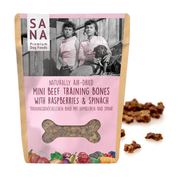 Petits os d'entraînement Bœuf avec framboises et épinard (100g)